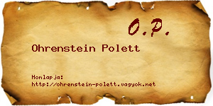 Ohrenstein Polett névjegykártya
